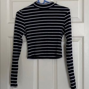 Strip , mid sized turtle neck,  midi cropped top